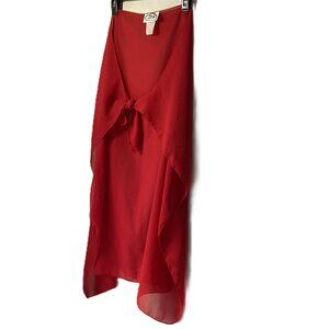 BW Sport Elegant Red Chiffon Cover-up Wrap One Size